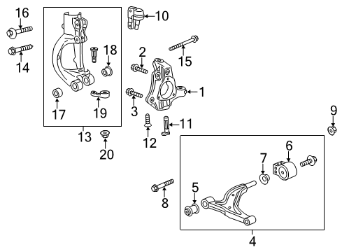2017 Buick Regal Front Suspension Components, Lower Control Arm, Stabilizer Bar Lower Control Arm Diagram for 84248218