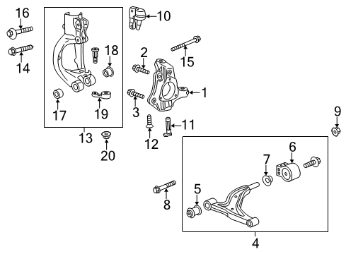 2016 Buick Regal Front Suspension Components, Lower Control Arm, Stabilizer Bar Knuckle Diagram for 20998091