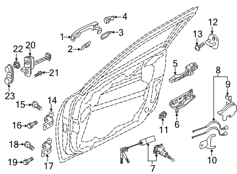 2019 Kia Stinger Front Door - Lock & Hardware Door Key Sub Set, Left Diagram for 81970J5A00