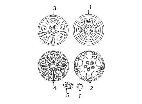 2005 Dodge Grand Caravan Wheels Wheel Center Cap Diagram for 4862224AB