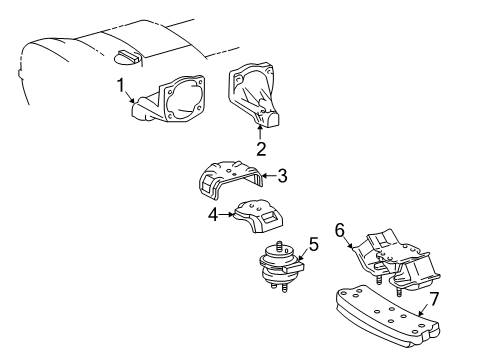 2004 Lexus IS300 Engine & Trans Mounting Stabilizer, Engine Mounting Diagram for 12381-46070