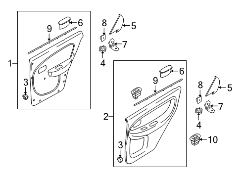 2002 Kia Spectra Rear Door Weatherstrip-Glass In, RH Diagram for 0K2A172821