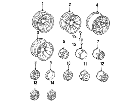 1990 Toyota Pickup Wheels Center Cap Diagram for 42603-35330