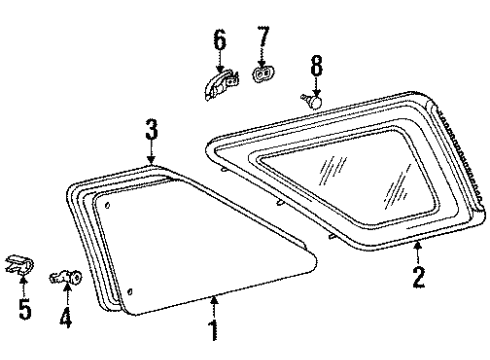 1991 Toyota 4Runner Quarter Panel - Glass & Hardware Moveable Glass Diagram for 62711-89118