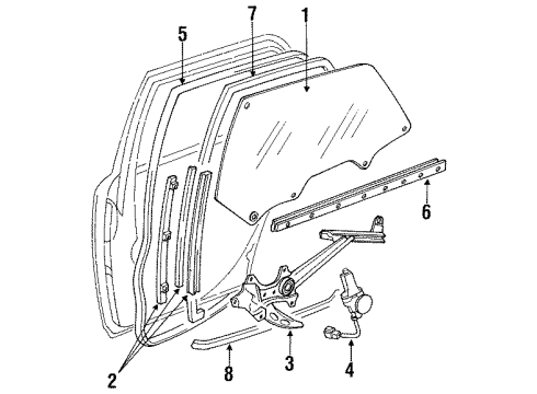 1994 Lexus LS400 Rear Door Weatherstrip, Rear Door, LH Diagram for 67872-50011