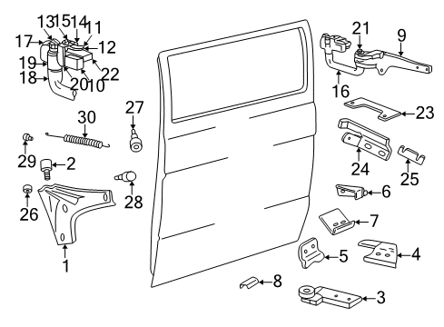 1995 Dodge B2500 Side Loading Door - Hardware Door Hinge Arm Diagram for 4217644