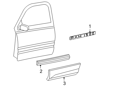 2004 Dodge Ram 1500 Exterior Trim - Door Molding-Front Door Diagram for 5HC18ZDRAA