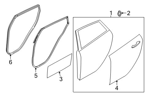 2015 Ford Fiesta Rear Door Weatherstrip On Body Diagram for BE8Z-5825325-A