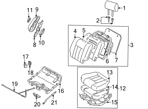 1999 Lexus LX470 Rear Seat Components Cable Assy, Seat Adjuster Control, NO.2 Diagram for 72380-60150