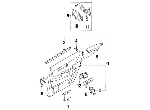 1996 Infiniti Q45 Interior Trim - Rear Door Rear Door Armrest, Left Diagram for 82940-80U61