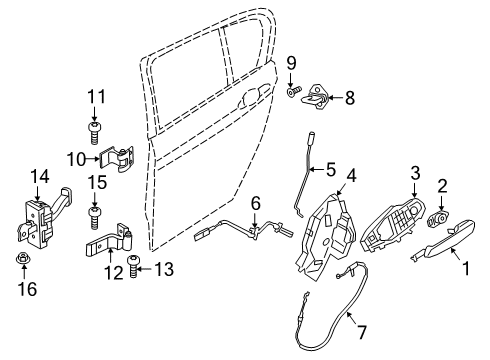 2021 BMW 330i Front Door REAR DOOR HANDLE BOWDEN CABL Diagram for 51227432227