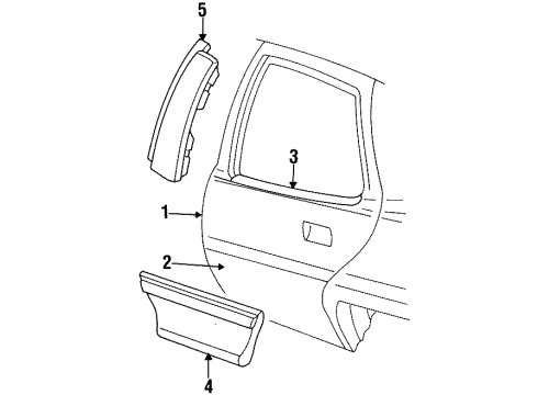 1997 Buick Skylark Rear Door & Components, Exterior Trim Molding Kit, Rear Side Door Center-RH Diagram for 12360842