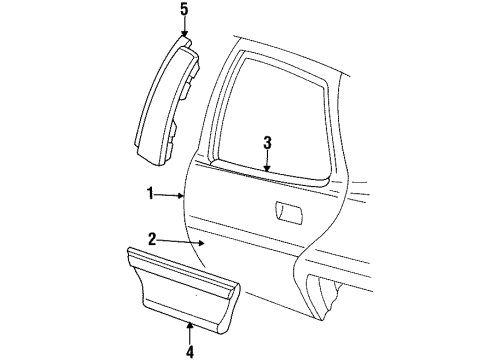 1995 Buick Skylark Rear Door & Components, Exterior Trim Molding Kit, Rear Side Door Center *Paint To Mat Diagram for 88892001