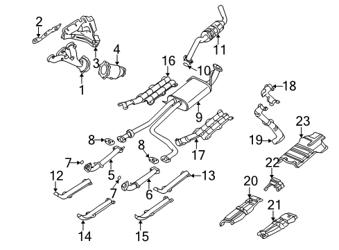 1999 Nissan Pathfinder Exhaust Components Exhaust Muffler Assembly Diagram for 20100-0W705
