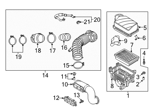 2017 Hyundai Elantra Filters Cover-Air Cleaner Diagram for 28111-F2850