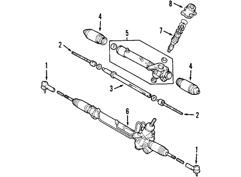 2001 Lexus RX300 P/S Pump & Hoses, Steering Gear & Linkage Gasket Kit, Power Steering Gear(For Rack & Pinion) Diagram for 04445-48030