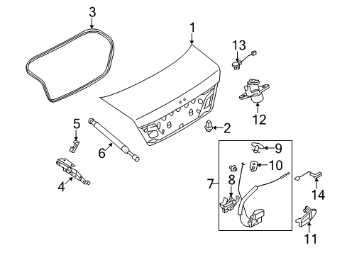 2007 Infiniti M45 Trunk Stopper-Trunk Lid Hinge, RH Diagram for 84410-EG000