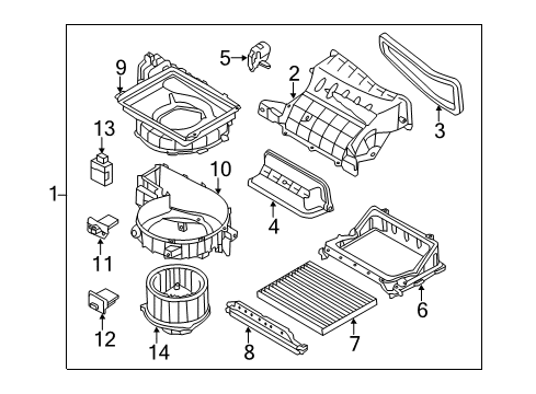 2013 Hyundai Elantra Blower Motor & Fan Door Assembly-Intake Diagram for 97122-3X000