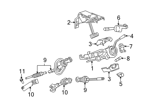 2007 Dodge Ram 1500 Steering Column, Steering Wheel & Trim Steering Column Intermediat Shaft Diagram for 55351456AF