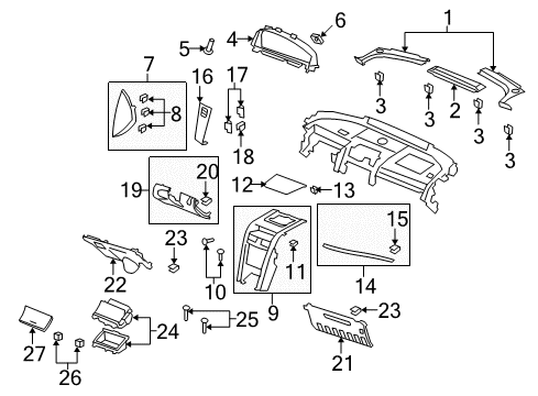 2008 Pontiac G8 Cluster & Switches, Instrument Panel Vent Panel Diagram for 92221871