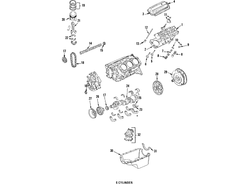 1985 Buick Skylark Engine Parts, Mounts, Cylinder Head & Valves, Camshaft & Timing, Oil Pan, Oil Pump, Crankshaft & Bearings, Pistons, Rings & Bearings Torque Strut Bracket Diagram for 14036338