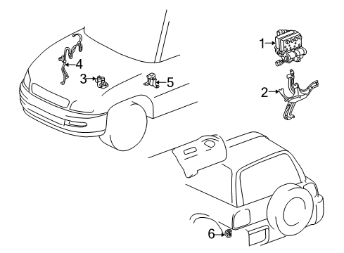 2005 Toyota RAV4 ABS Components Mount Bracket Diagram for 44590-42090