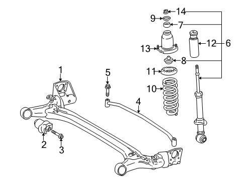 2006 Pontiac Vibe Rear Suspension, Lower Control Arm, Upper Control Arm, Stabilizer Bar, Suspension Components Rear Axle Diagram for 88970095