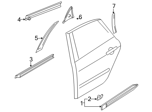 2007 Infiniti M35 Exterior Trim - Rear Door Moulding-Rear Door Sash, Front LH Diagram for 82283-EG000