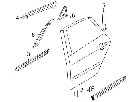 2007 Infiniti M35 Exterior Trim - Rear Door ROULDING-Rear Door SASH, Front RH Diagram for 82282-EG000
