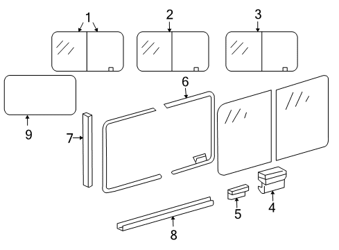 2004 Dodge Sprinter 2500 Side Loading Door - Glass & Hardware WEATHERSTRIP-Window Opening Diagram for 5104246AA