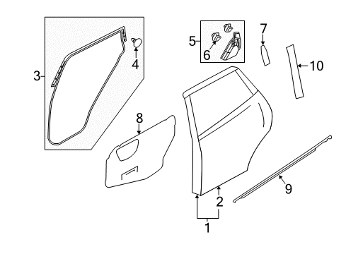 2011 Nissan Juke Rear Door & Components, Exterior Trim Tape - Rear Door SASH Front, LH Diagram for 82817-1KA0A