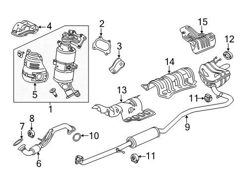 2018 Honda Civic Exhaust Components Muffler, Exhuast Diagram for 18307-TBA-A11