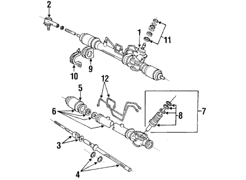 1992 Toyota Celica Steering Column, Steering Wheel & Trim, Steering Gear & Linkage, Ignition Lock GROMMET, Steering Rack Housing Diagram for 45516-20060