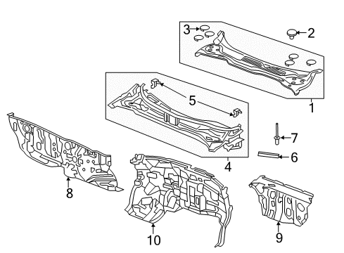 2014 Acura MDX Cowl Rivet, Vin Plate Diagram for 90671-TK4-A00