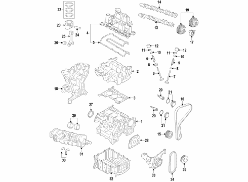 2015 Ford Fiesta Engine Parts, Mounts, Cylinder Head & Valves, Camshaft & Timing, Variable Valve Timing, Oil Cooler, Oil Pan, Oil Pump, Crankshaft & Bearings, Pistons, Rings & Bearings Connecting Rod Diagram for CM5Z-6200-C