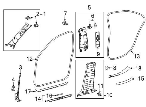 2021 Lexus IS300 Interior Trim - Pillars GARNISH Assembly, FR PIL Diagram for 62210-53060-C0