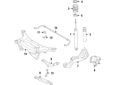 2014 Nissan Juke Rear Suspension Components, Lower Control Arm, Upper Control Arm, Stabilizer Bar Spring - Rear Suspension Diagram for 55020-1KD0A