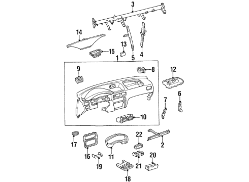 1997 Toyota Paseo Instrument Panel Cup Holder Hole Cover Diagram for 55522-16030