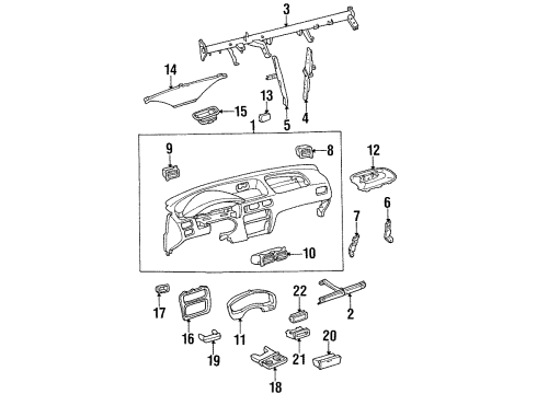 1997 Toyota Paseo Instrument Panel Storage Tray Filler Panel Diagram for 55522-20070