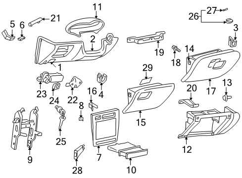 2004 Hyundai XG350 Cluster & Switches, Instrument Panel Bumper-Glove Box Diagram for 84518-29000