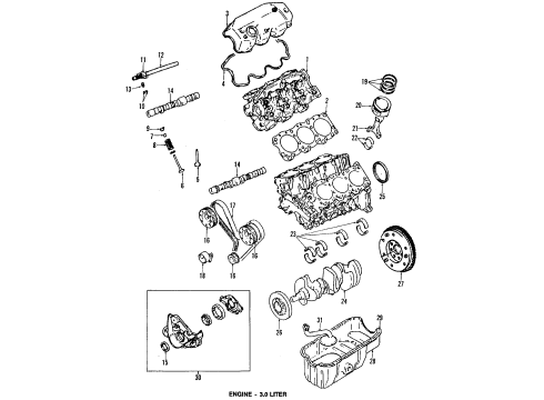 1994 Plymouth Sundance Engine Parts, Mounts, Cylinder Head & Valves, Camshaft & Timing, Oil Pan, Oil Pump, Balance Shafts, Crankshaft & Bearings, Pistons, Rings & Bearings Support Diagram for 4612091