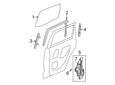 2002 Chrysler PT Cruiser Front Door Channel-Rear Door Glass Lower Diagram for 5027057AD