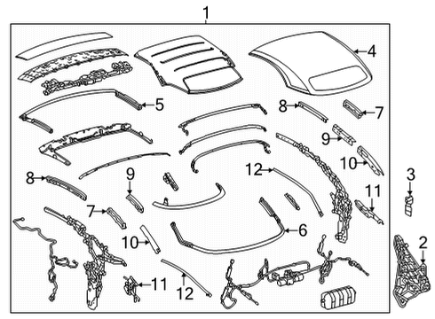 2021 Lexus LC500 Convertible Top RETAINER, Roof Side Diagram for 62364-11010