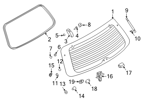 2003 Kia Sorento Back Glass Glass-Tail Gate Diagram for 817113E050