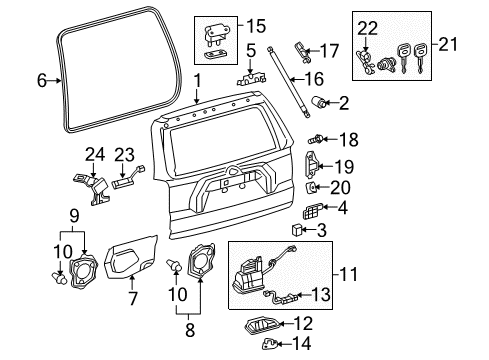 2013 Toyota 4Runner Gate & Hardware Lift Gate Bracket Diagram for 67381-35010