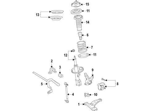 2021 Toyota Venza Front Suspension Components, Lower Control Arm, Stabilizer Bar Coil Spring Diagram for 48131-48890