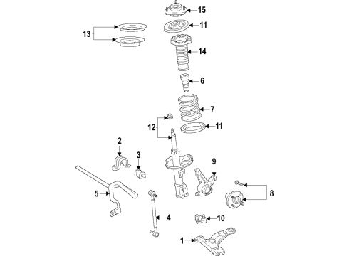 2021 Toyota Venza Front Suspension Components, Lower Control Arm, Stabilizer Bar Strut Diagram for 48510-80B45