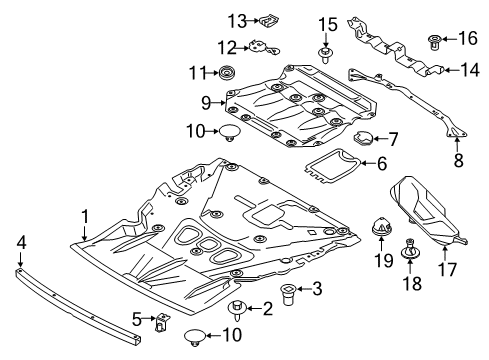 2017 BMW 430i Gran Coupe Splash Shields Support Diagram for 13718507322