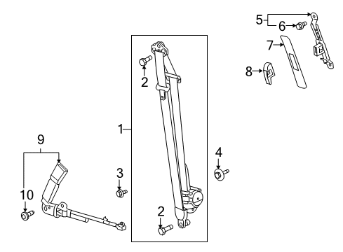 2010 Saturn Vue Seat Belt Latch Diagram for 19168356