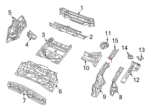 2022 Jeep Cherokee Rear Floor & Rails Pan-Center Floor Diagram for 68111364AF